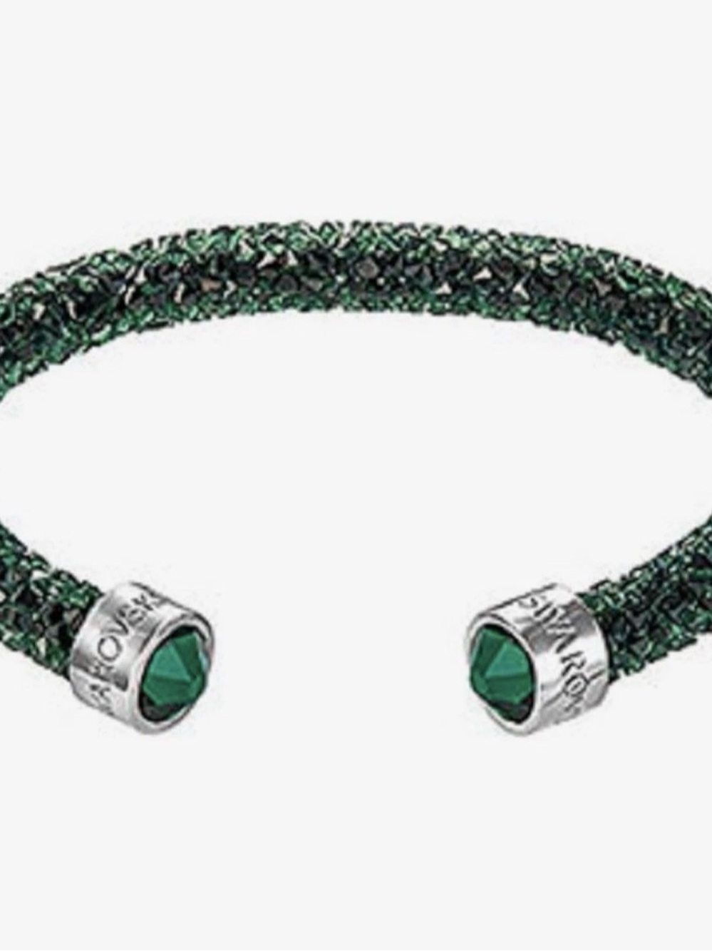 Swarovski Crystaldust Green Sparkly Crystal Open Cuff Bracelet Signed